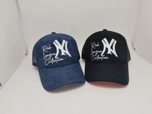 ￼Suede Rich League Collection x NY logo SnapBack blue & black